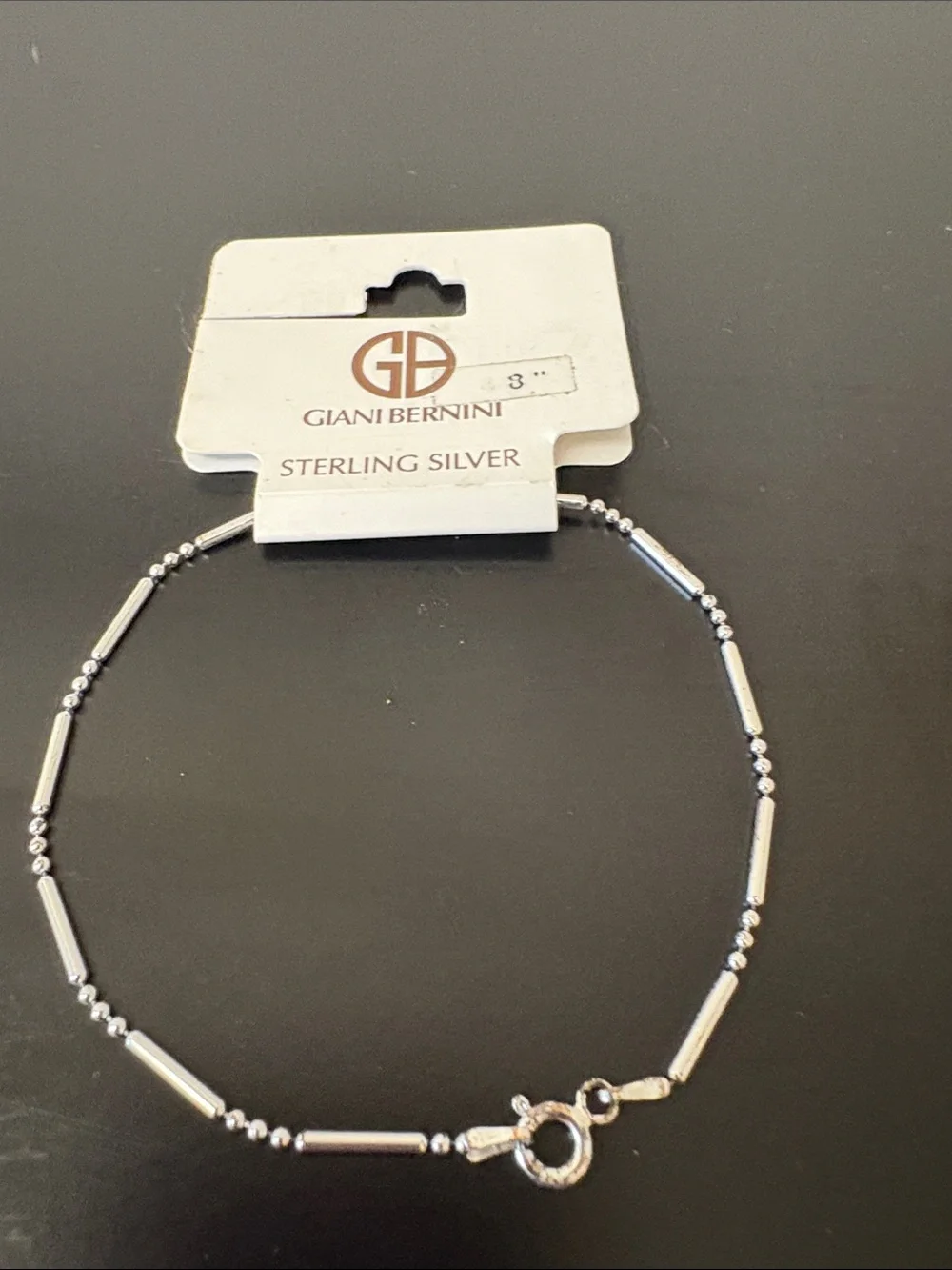 Giani Bernini Sterling Silver Bar Bead 8” Bracelet - New